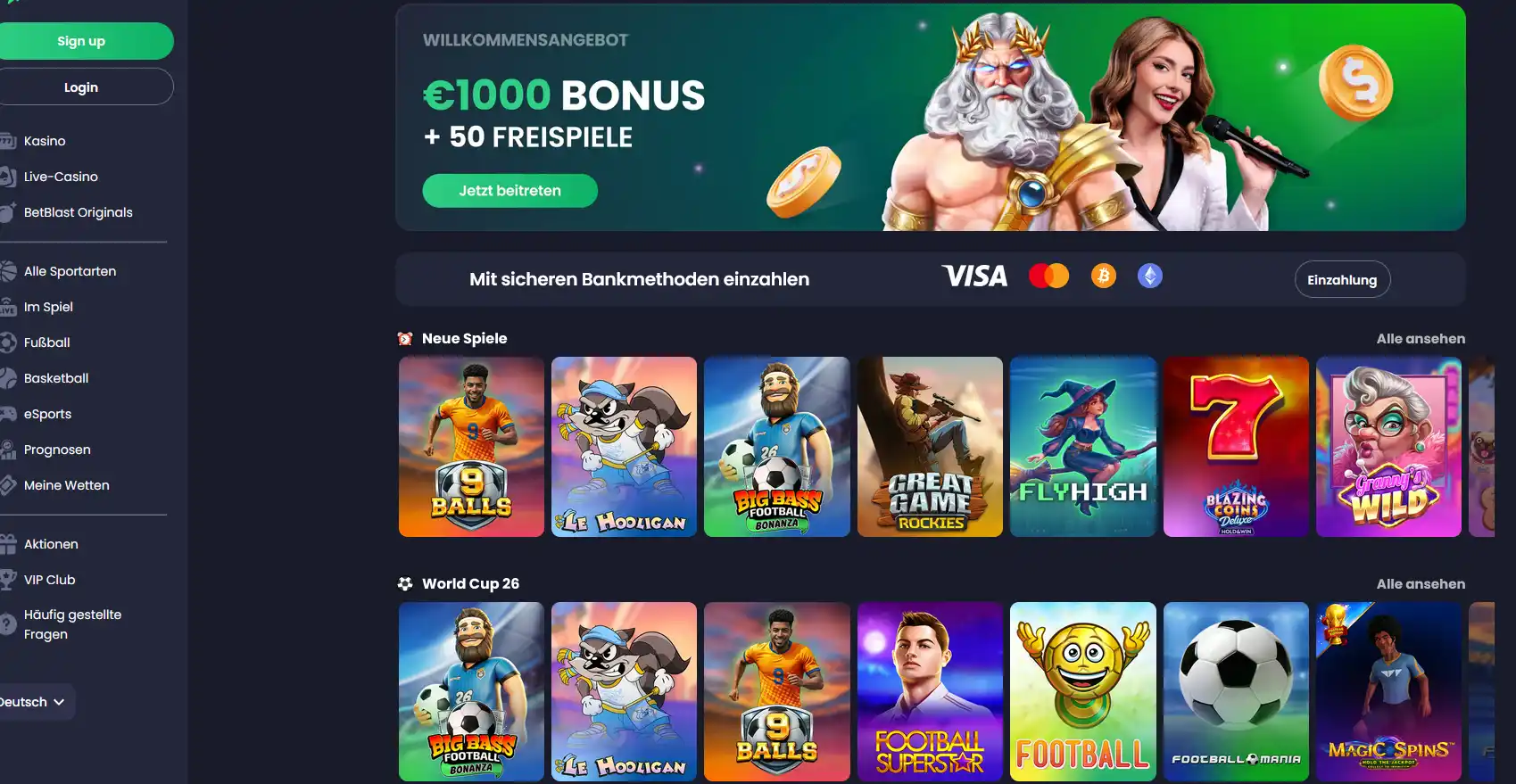 BetBlast Casino Spiellobby